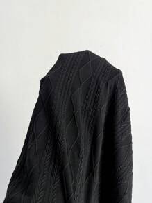 SHEIN Clasi 大码纯色露肩长袖休闲短裙 - 黑色 - 查看 5