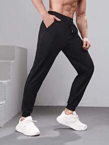 Manfinity Sport Corelite 休闲抽绳下摆裤，简约又时尚 - 黑色 - 查看 5