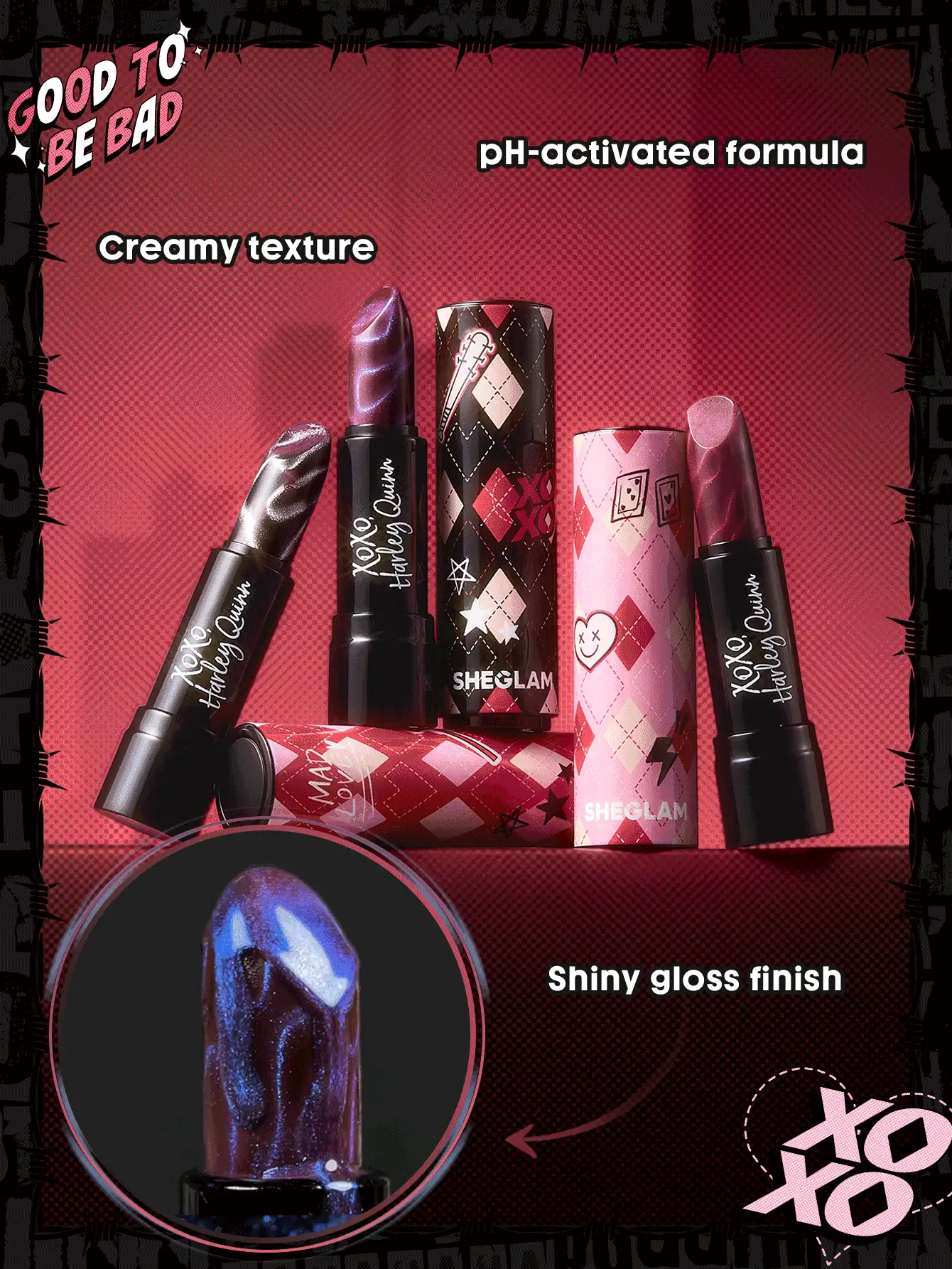 Harley Quinn X SHEGLAM Thrill Seeker變色唇膏-Funhouse天然口紅變色保濕唇膏唇彩 品牌 美容 化妝 化妝品 適合女性與女孩 完美搭配夏季春季 Y2K 時尚 流行 生日 母親節禮物 假期 派對準備就緒 最佳顏色 - FunHouse - 查看 4
