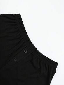 SHEIN BASICS 2pcs/Set Women's Casual Solid Color Knitted Fitted Long Sleeve T-Shirt And High Waist Wide-Leg Pants