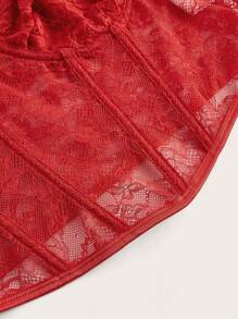 SHEIN ICON Plus Size Solid Color Spaghetti Strap Ruffle Hem Casual Top, Daily Wear, For Summer - Red - View 3