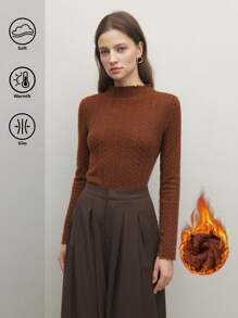 BizChic Elegent Brown Turtleneck Sweater,Women's Long Sleeve Top In Shades Of Brown,Soft Warm Office Wear,Autumn Fashion For Parties,Dates & Commuting - Brown - View 2