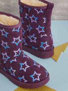 Mini mi Bestseller Kid's Purple Classic Mid-Calf Slip On Snow Boots With Iridescent Stars-Qute& Cozy,Top Holiday Gift Picks For Kids - Multicolor - View 4