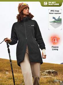In My Nature 女士前拉链长袖口袋休闲户外风衣 - 黑色 - 查看 1