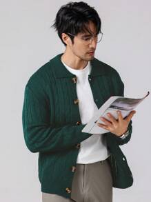 Manfinity Homme Men Front Buttoned Long Sleeve Minimalist Top, Casual Daily Wear