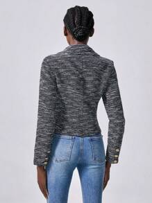 Chiquease Camisa de mujer de manga larga con cuello vuelto y botones delanteros, minimalista para uso casual diario