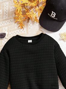 SHEIN 3pcs Baby Girl Plaid Sweatshirt, Fleece Vest And Faux Leather Pants Set, Fashionable And Cute For Autumn/Winter - Black - View 7