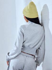MUSERA High Neck Pocket Detail Quarter Zip Sweatshirt