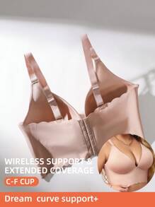 Plus Size Solid Color Simple Strap Casual Wireless Bra, Single Pack - Apricot - View 4