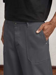 AKNOTIC Business Casual Quần dài ống đứng dệt rộng rãi cho nam, thích hợp mặc hàng ngày, mùa thu - Xám - Xem 4
