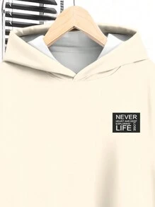 Bộ đồ hoodie dài tay họa tiết in hình khối màu cổ điển thời trang giản dị cho bé trai tuổi mới lớn 2 món, thoải mái cho mùa thu/đông - Nhiều màu - Xem 2