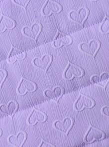 SHEIN Young Girl Plain Color Hooded Pocket Winter Jacket - Purple - View 4