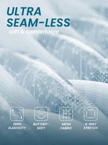 Innovista 2pcs Seamless 3d Jacquard Flowing Lines With Netted Structure Sport Woman Sets,Dynamic Stripes Seamless Middle Support Racerback Push Up Sports Bra & Workout Biker Leggings Set,Yoga Gym,High Waist Leggings Sets,Blue Sets,Fall Winter Wear - Navy Blue - View 4