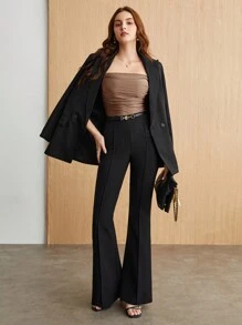 BizChic Débardeur élégant ajusté plissé de couleur unie pour femme