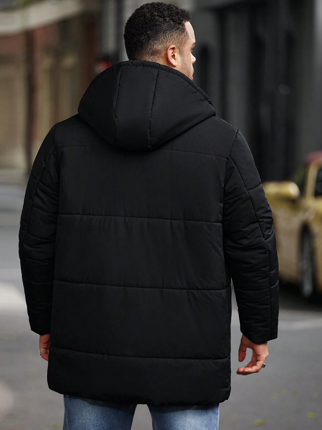 Manfinity Homme معطف قطن مبطن مزود بسوستة وكابوز ل...