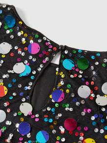 SHEIN Clasi Đầm dự tiệc mini sequin lấp lánh, Đầm cocktail tay ngắn thời trang cho nữ - Nhiều màu - Xem 7