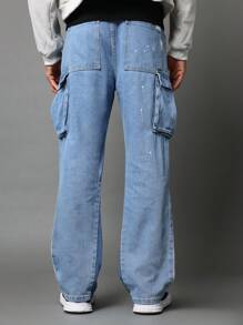 SUMWON Flare Fit Cargo Jean With Front Graphic - Multicolor - View 4