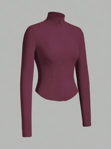 SHEIN EZwear Wine Red Knit Women's Lightweight Cardigan Jacket For Sun Protection In Fall/Winter - Red Violet - View 3