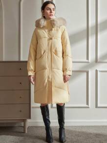 Aveloria 女士冬装超大号连帽派克大衣带蓬松领子的棉衣