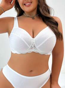 大尺碼聚攏內衣女士薄杯無鋼圈胸罩(1件)，適用於婚禮季節