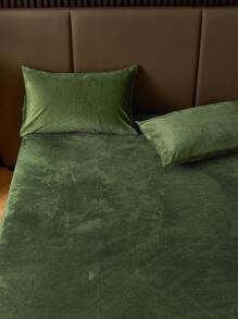 1 件绿色天鹅绒床笠温暖柔软纯色毛绒床笠特大号双人床尺寸，奢华超柔软舒适床单，带 11.8 英寸深口袋，适合秋冬和春季，无枕套宿舍床上用品返校床上用品 - 軍綠色 - 查看 5