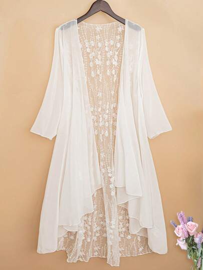 Linhara Plus Size Women Solid Color Lace Patchwork Long Sleeve Casual Blouse