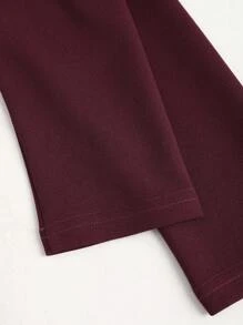 Sweetra Elegante vestido de punto plano ajustado con manga larga, lazo y minifalda, vestido ceñido de color burdeos para mujer, conjunto de primavera y otoño
