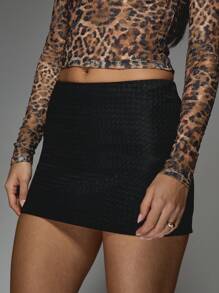 MISSGUIDED Weave Faux Leather Bodycon Mini Skirt