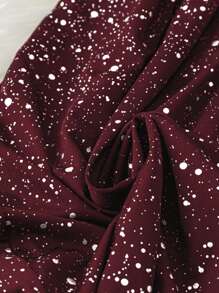 Allurite 加大码紧身环绕式挂脖银色烫印连衣裙酒红色女装