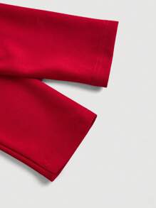 SHEIN MOD 1pc Off-Shoulder Sheer Lace Bralette & Flared Jumpsuit Set - Red - View 4