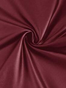 SHEIN Unity 2pcs Set: Draped Neck Pleated Vest & Straight Leg PU Leather Pants - Burgundy - View 3