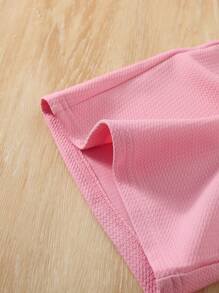 Tween Girls Sweet Sporty Solid Color Crew Neck Long Sleeve Top And Flared Pants Set