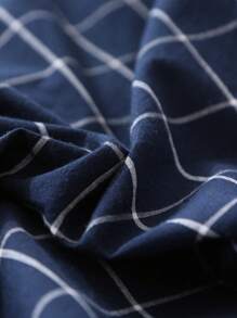 2 件蓝色格子枕套，适合男士、学生宿舍、四季皆宜、单人床/双人床/大号床/特大号床 - 藍白色 - 查看 5