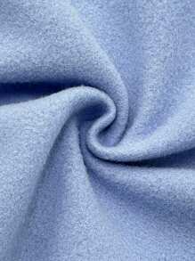 SHEIN Conjunto informal de niña preadolescente con sudadera de manga larga holgada y caída de hombros con parches y pantalón de chándal plisado largo - Celeste - Ver 3