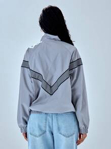 MUSERA Chaqueta deportiva de cuello alto con rayas para el invierno - Gris - Ver 5