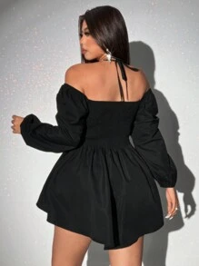 Viva Relle Große Größen Sexy Kleid mit offenen Schultern und Langarm
