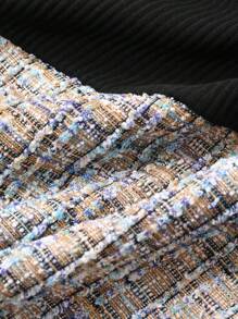 FRIFUL Đầm dài tay hở vai màu chắp vá thường ngày cho nữ - màu đen - Xem 7