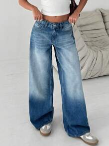 RueChic WOMEN STRAIGHT LOW WAIST JEANS - Medium Wash - View 3