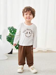 SHEIN 3 bucăți/Set Bebeluș/Fetă Jachetă cu glugă cu imprimeu graffiti drăguț, pantaloni de jogger, set de ținute casual de top, potrivit pentru toamnă/primăvară, acasă și în aer liber, școală - Multicolor - Vizualizare 4