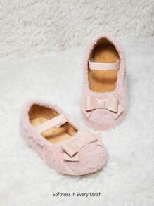 可爱温暖毛绒衬里平底女童凉鞋，休闲时尚百搭，秋冬