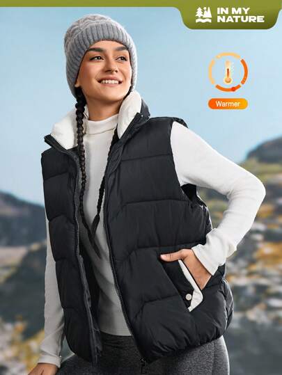 In My Nature 女士纯色拼接无袖口袋休闲户外背心