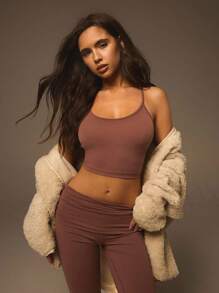 Athîral Áo ba lỗ thể thao tập thể dục hàng ngày màu nâu trơn cho nữ - Màu nâu Sô-cô-la - Xem 3