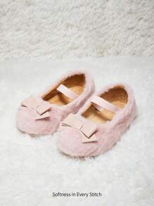 可爱温暖毛绒衬里平底女童凉鞋，休闲时尚百搭，秋冬