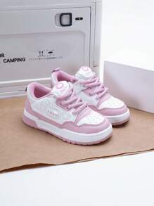 Kids Low Top Casual Canvas Sneakers Lace-Up Flat Shoes For Girls