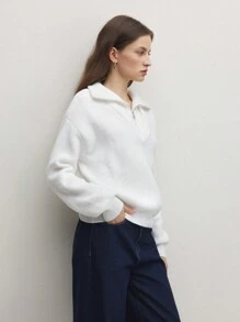 BizChic White Hooded Sweatshirt, Fashion Ladies' Knitwear For Women, Office Wear, Spring Summer - Beige - View 4