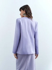 Maija Chaqueta blazer de punto con cuello en V profundo en color morado, de uso casual, para otoño/invierno