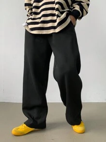 DAZY Pantalones de chándal casuales para hombre con cintura de cordón y pierna ancha