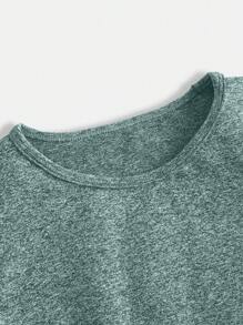 SHEIN Conjunto de ropa deportiva para niñas preadolescentes, blusa de manga larga negra y pantalones largos, traje deportivo elástico de yoga cómodo y transpirable, diseño minimalista y de moda