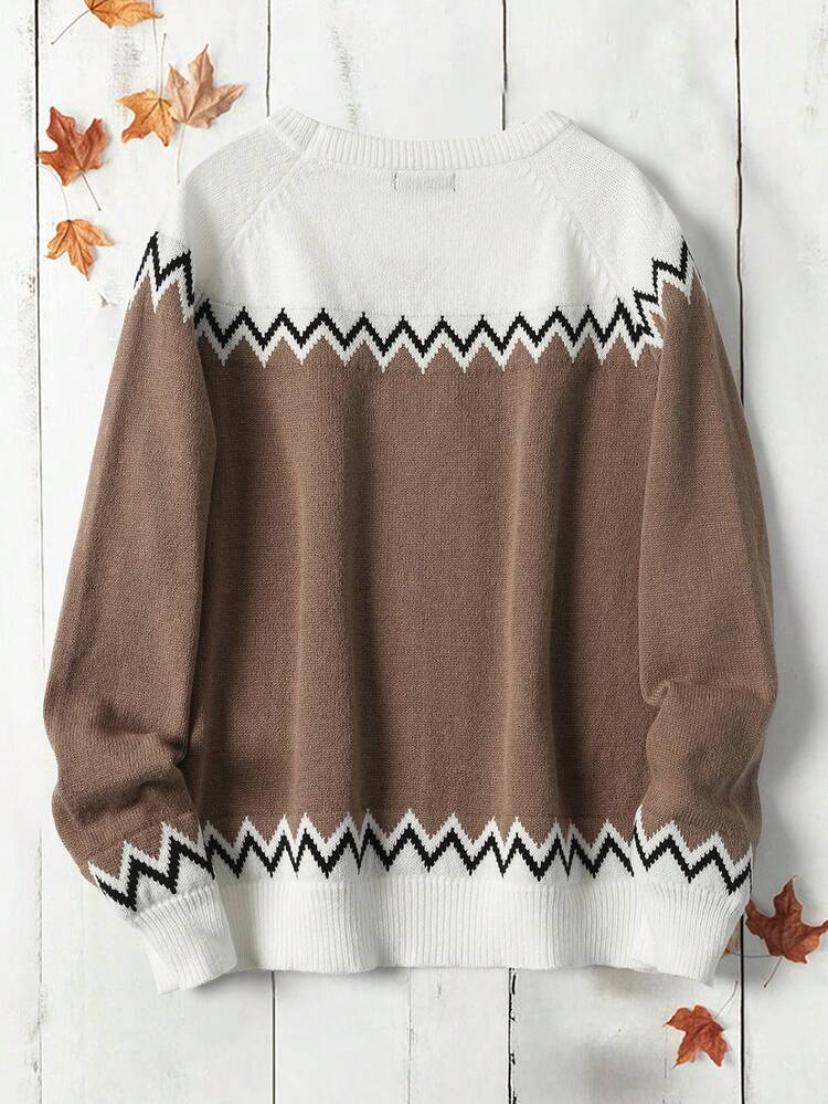 Women's Round Neck Batwing Sleeve Arc-Shaped Jacquard Sweater Fall Women Outfits Winter Women Dress Ugly Christmas Sweater Fall Women Outfits Fall Clothes Curve Long Sleeve Women Tops Cottage Core Western Women Dresses Cropped Women Sweater Fall Sweaters Winter Women Clothes