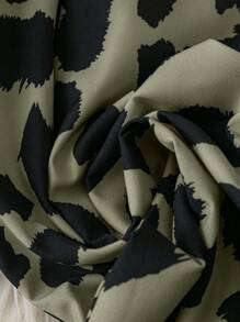SHEIN Clasi 女士纯色抹胸豹纹休闲连体裤 - 軍綠色 - 查看 5